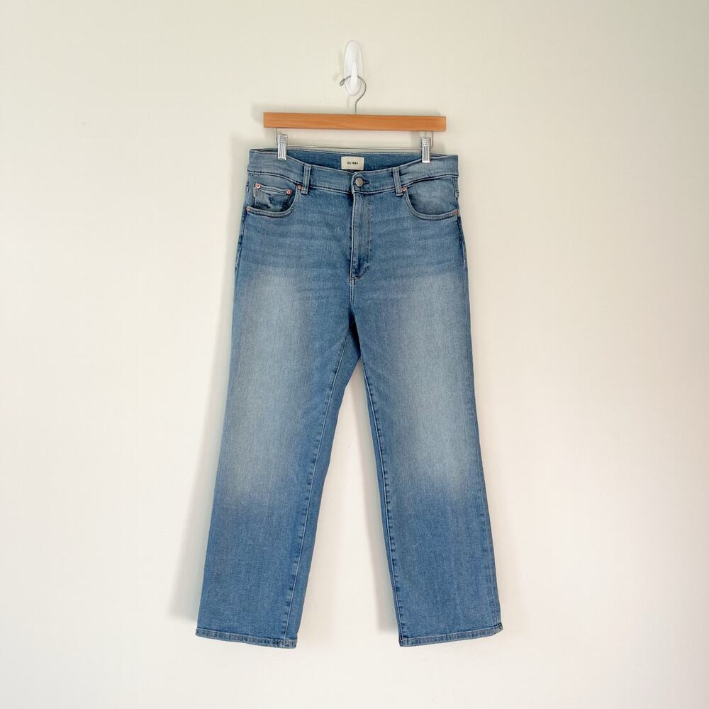 DL1961 Patti Straight High Rise Ankle in Ridge Wash Blue Denim Jeans, Size 31 - Picture 4 of 16